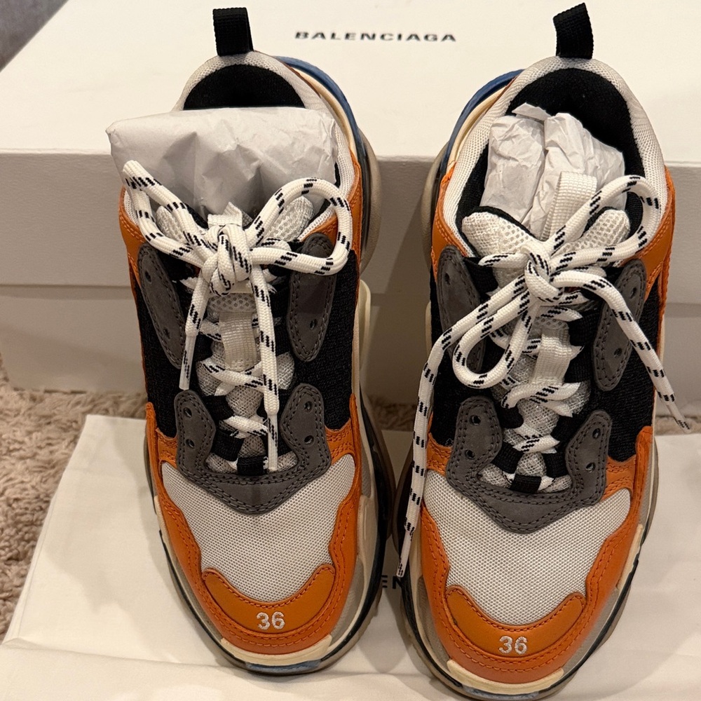 Balenciaga Sneakers in Orange, Black, and White